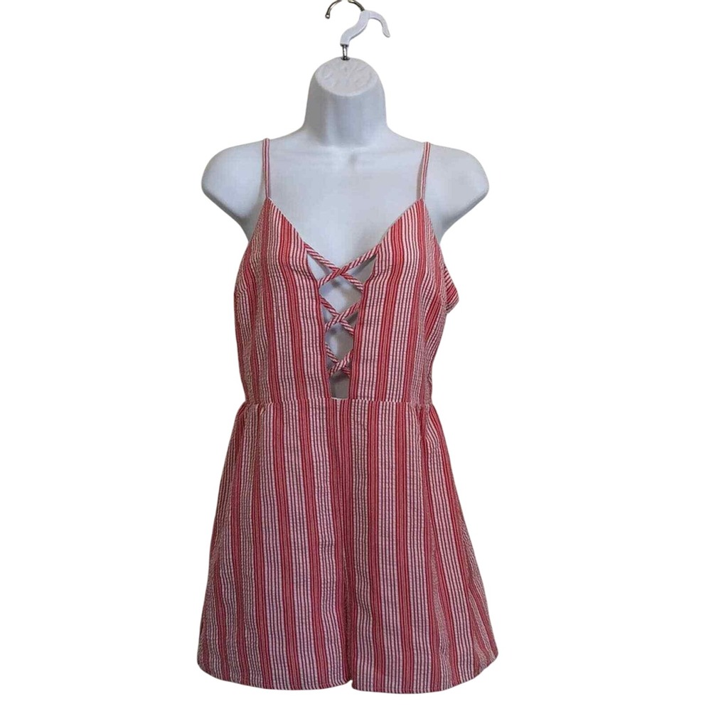 Hippie chic striped coral short romper shorts women's size S‎